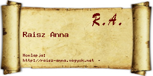Raisz Anna névjegykártya